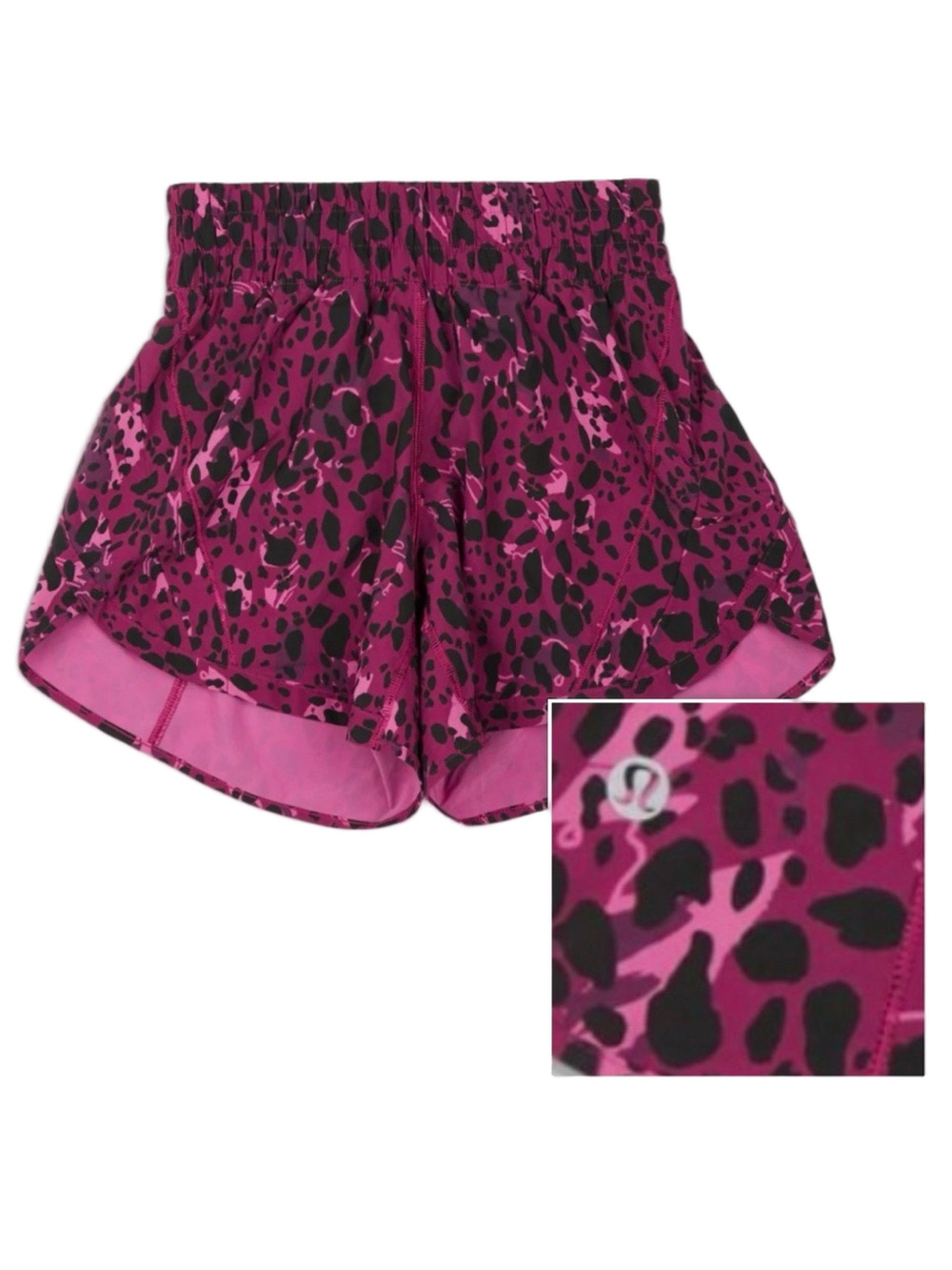 ⛽️Lululemon athletica Magenta and Black Leopard Print Athletic Shorts size 4 GUC